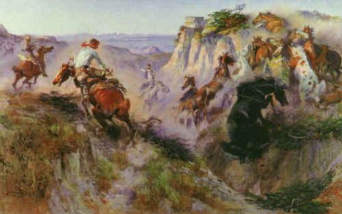 Charles M Russell The Wild Horse Hunters